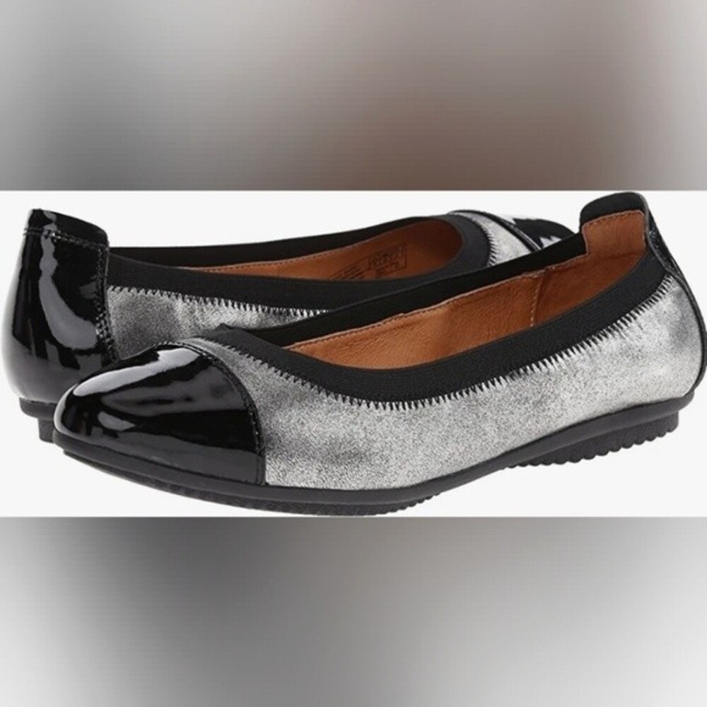 Josef Seibel Pippa Basalt Black Silver Genuine Leather Flats Ballets
